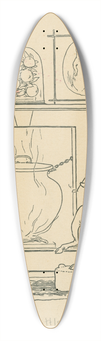 Leonard Leslie Brooke - Pig sits by the fire on the wolf rug 39.3 inch art pintail longboard deck