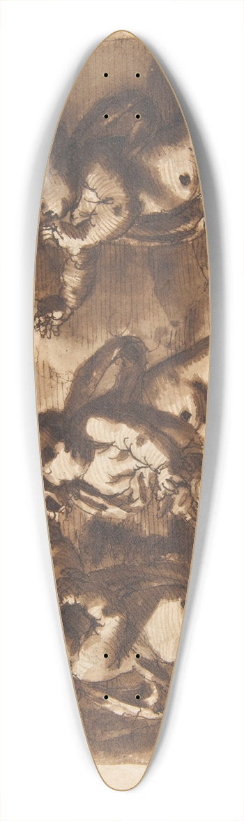 Leonardo Scaglia - Three Dancing Putti 39.3 inch art pintail longboard deck