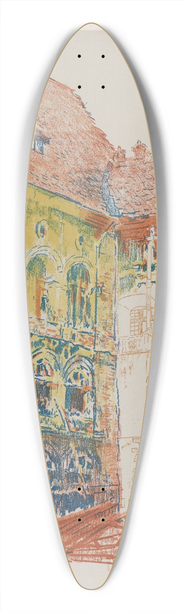 Leon Wyczkowski - Castle Courtyard 39.3 inch art pintail longboard deck