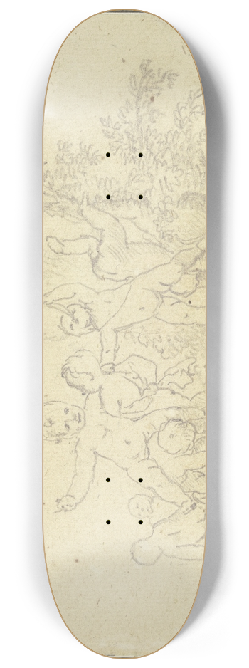 Christian Wilhelm Ernst Dietrich - Sieben spielende Putten unter einem Baum 8.25 inch art skate deck
