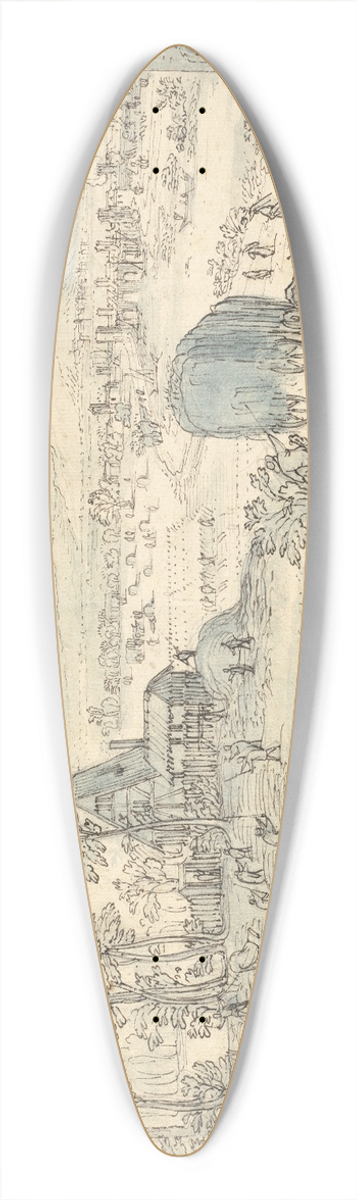 Lodewijk Toeput - Summer Harvest in an Extensive Landscape 39.3 inch art pintail longboard deck