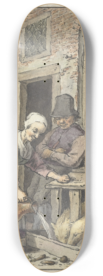 Christina Chalon - Boerenfamilie bij het voeren van de varkens 8.25 inch art skate deck