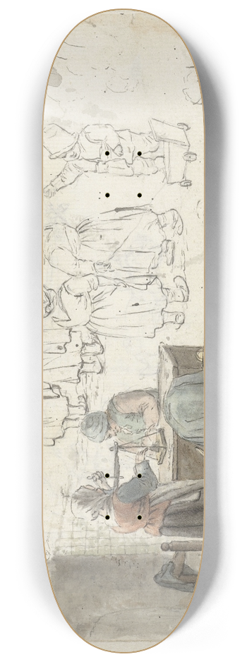 Christina Chalon - Schetsen van goudweegster en kinderen 8.25 inch art skate deck