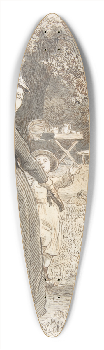 Lorenz Frlich - A Mother and Two Children Playing Blind Mans Bluff 39.3 inch art pintail longboard deck