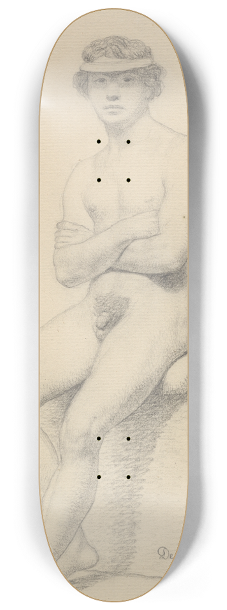 Christoffer Wilhelm Eckersberg - Siddende mandlig model 8.25 inch art skate deck