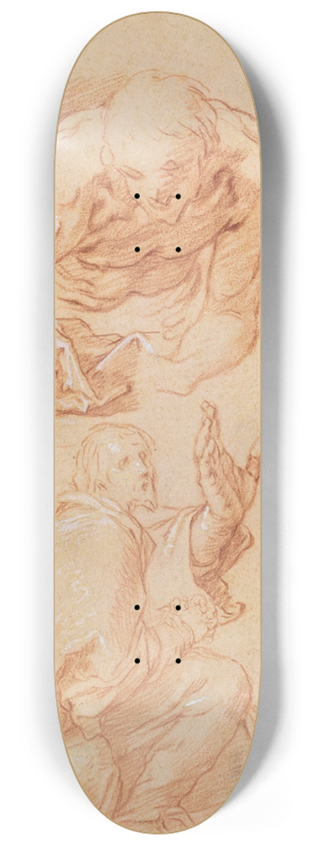 Abraham Bloemaert - Studies of Hands and Bending Figures (verso) 8.25 inch art skate deck