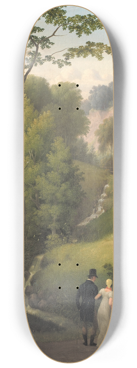 Christoffer Wilhelm Eckersberg - The Devils Cleft at Liselund Manor. The Island of Mn 8.25 inch art skate deck