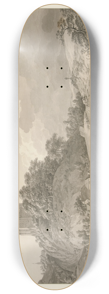 Adrian Zingg - View of Nossen Castle inSaxony 8.25 inch art skate deck