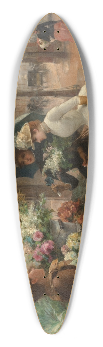 Louis Marie De Schryver - Flower Seller, Rainy Day 39.3 inch art pintail longboard deck