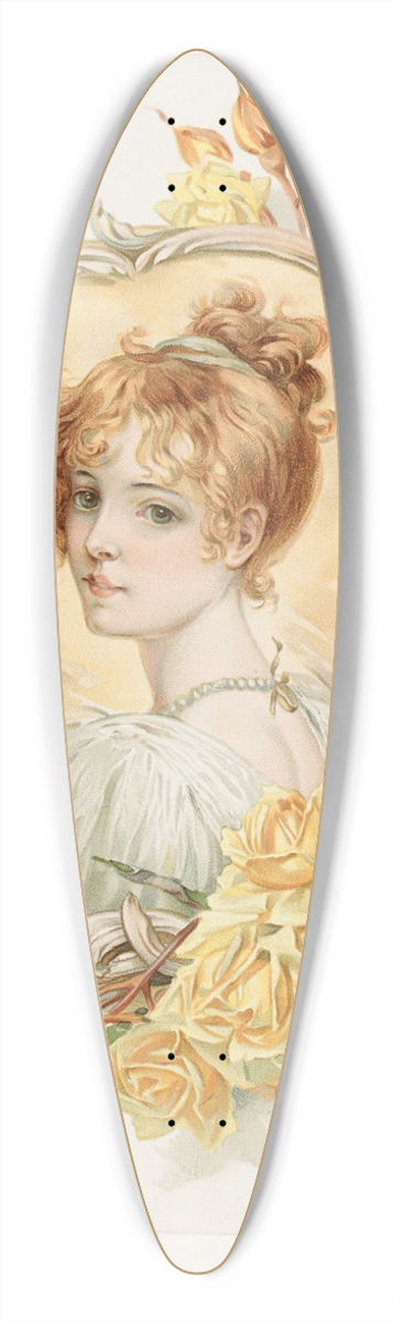 Louis Prang - Womans Portrait Enframed with Yellow Roses 39.3 inch art pintail longboard deck