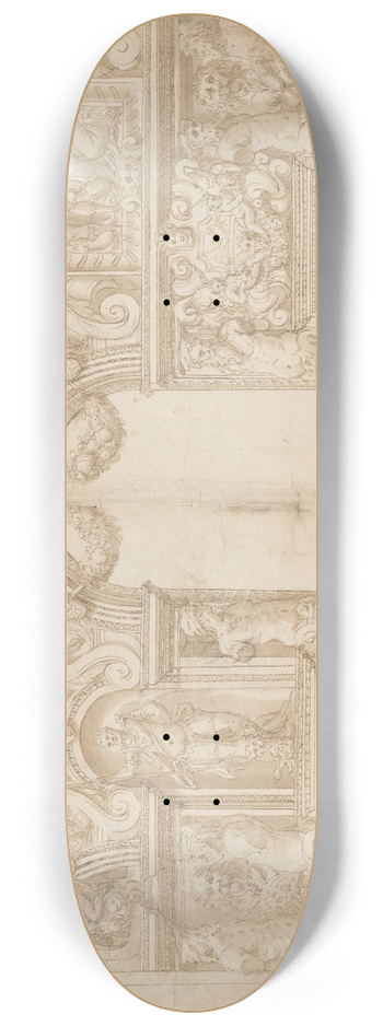 Circle of Alessandro Vittoria - Design for the Decoration of a Palace Wall (Veronese Palazzo) 8.25 inch art skate deck