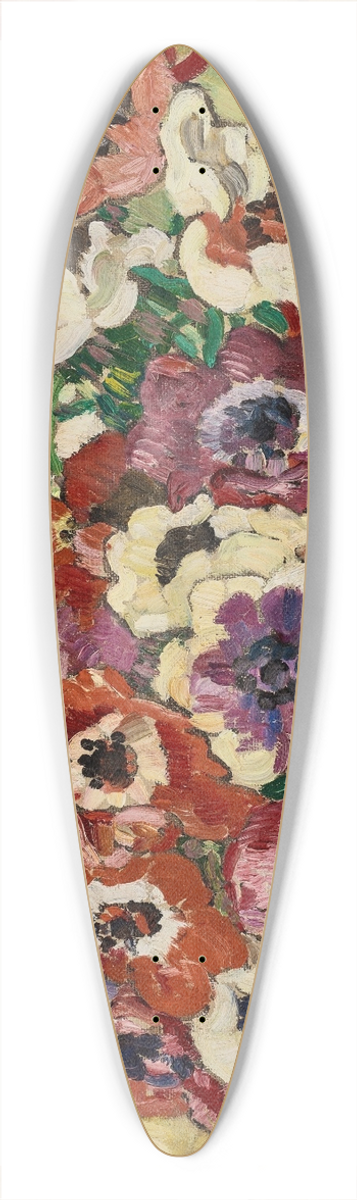 Louis Valtat - Bouquet danmones au vase  loiseau sur fond jaune 39.3 inch art pintail longboard deck