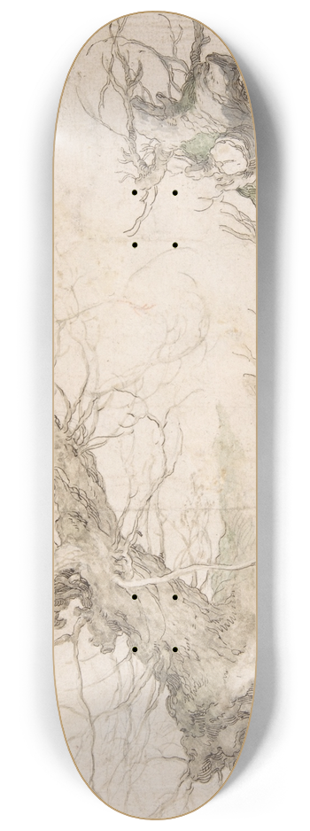 Abraham Bloemaert - Studies of Two Pollard Willows 8.25 inch art skate deck