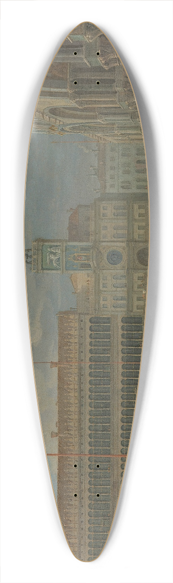 Luca Carlevarijs - View Of Piazza San Marco With The Torre Dellorologio, Venice 39.3 inch art pintail longboard deck