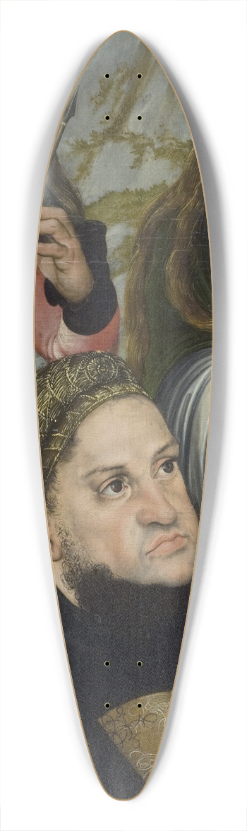 Lucas Cranach the Elder - The Elector Frederic the Wise of Saxony (1463-1525) with the Saints Ursula (left) and Genevieve (right) 39.3 inch art pintail longboard deck