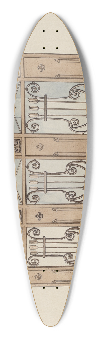 Lucien Verbeke - Iron Gate and Fence 39.3 inch art pintail longboard deck