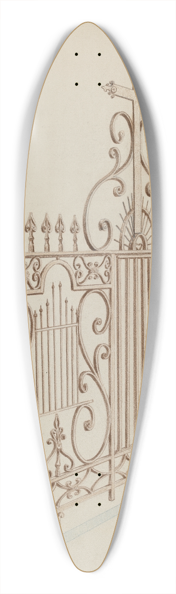 Lucien Verbeke - Iron Gate and Fence 39.3 inch art pintail longboard deck