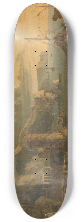 Adrien Manglard - Mediterranean Port Scene 8.25 inch art skate deck