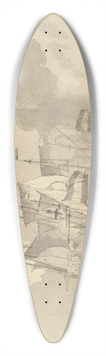 Ludolf Bakhuysen - A Battle at Sea 39.3 inch art pintail longboard deck