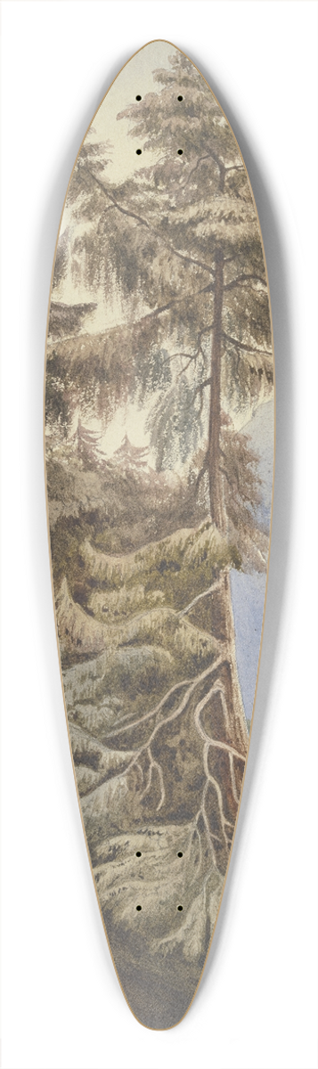 Ludwig Daniel Philipp Schmidt - Three fir trees in the mountains 39.3 inch art pintail longboard deck