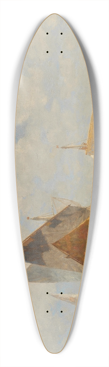 Ludwig Dill - Venice, fisherboat in the lagoon 39.3 inch art pintail longboard deck