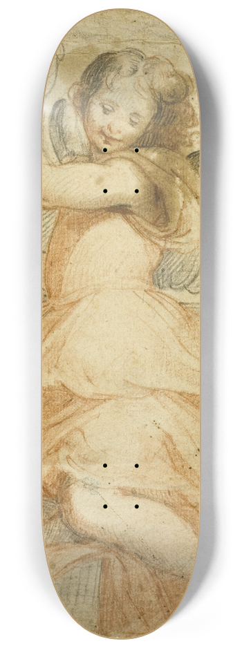 Circle of Giuseppe Cesari - Angel Holding a Flute 8.25 inch art skate deck
