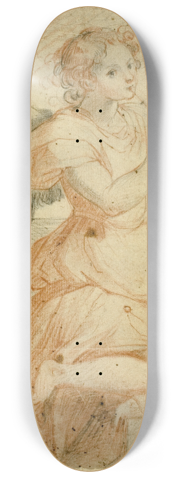 Circle of Giuseppe Cesari - Angel Playing a Flute 8.25 inch art skate deck