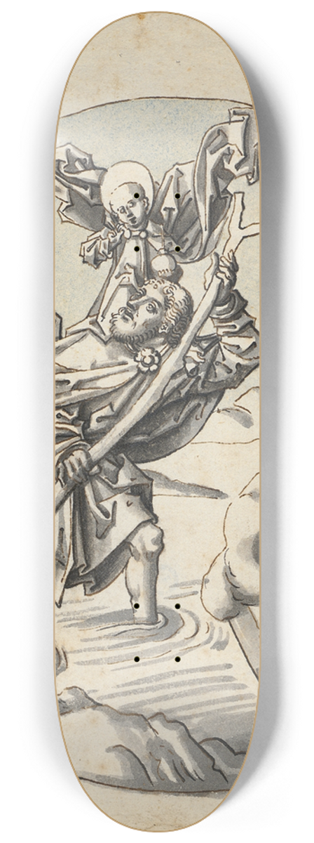 Circle Of Hans Holbein The Elder - St. Christophorus 8.25 inch art skate deck