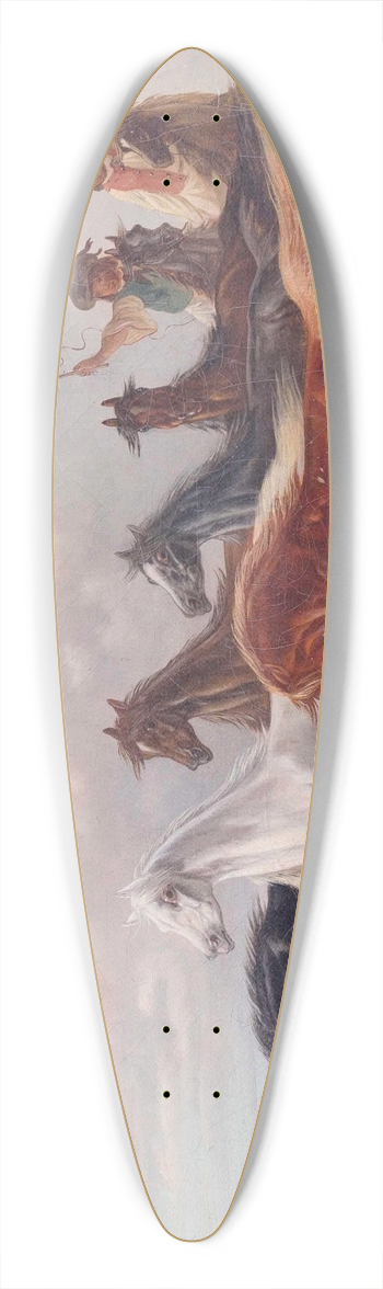 Ludwig Kbler - Zwei junge ungarische Reiter treiben Wildpferde in der Puszta vor sich her 39.3 inch art pintail longboard deck