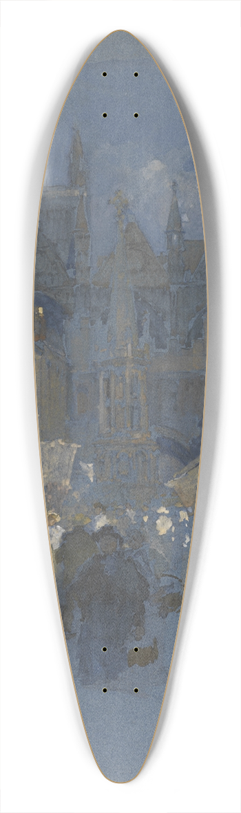 Luigi Loir - A Market Square before a Cathedral 39.3 inch art pintail longboard deck