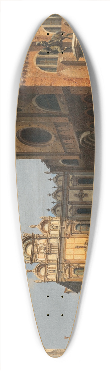 Luigi Querena - Venice, Campo Santi Giovanni e Paolo with the Zanipolo Church and the Scuola Grande di San Marco 39.3 inch art pintail longboard deck
