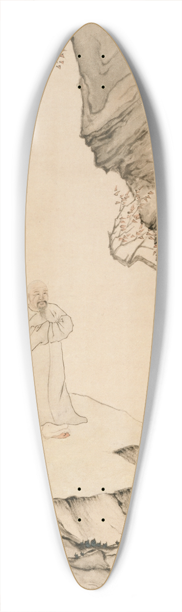 Luo Ping - Scholar Watching the Waterfall 39.3 inch art pintail longboard deck