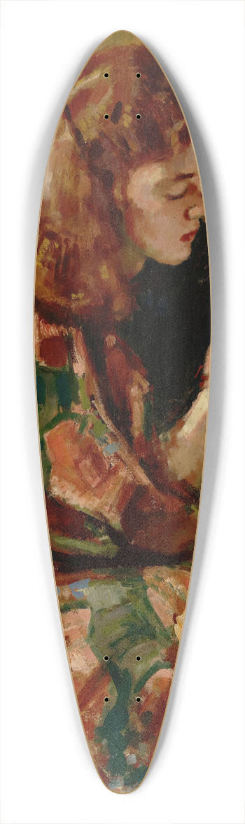 Magnus Enckell - Girl Reading 39.3 inch art pintail longboard deck