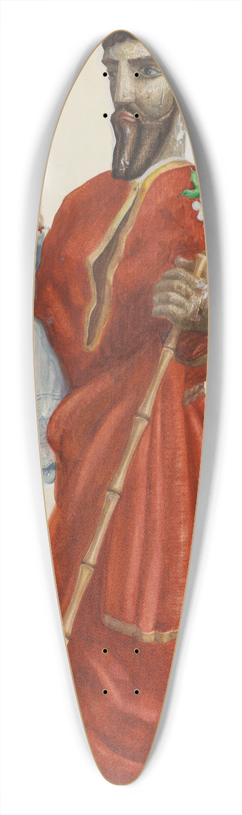 Majel G. Claflin - Carved and Painted Santo  San Jose 39.3 inch art pintail longboard deck