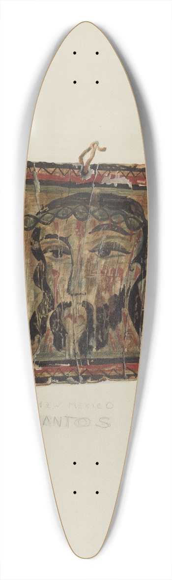 Majel G. Claflin - Small Christo Head  Retablo 39.3 inch art pintail longboard deck