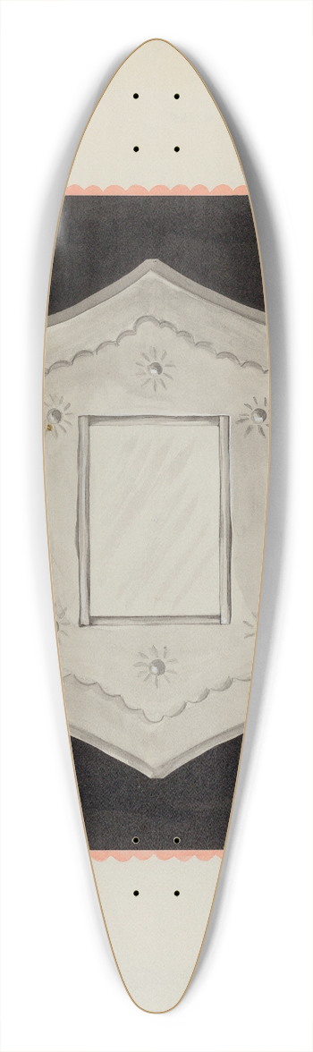 Majel G. Claflin - Small Tin Framed Mirror 39.3 inch art pintail longboard deck