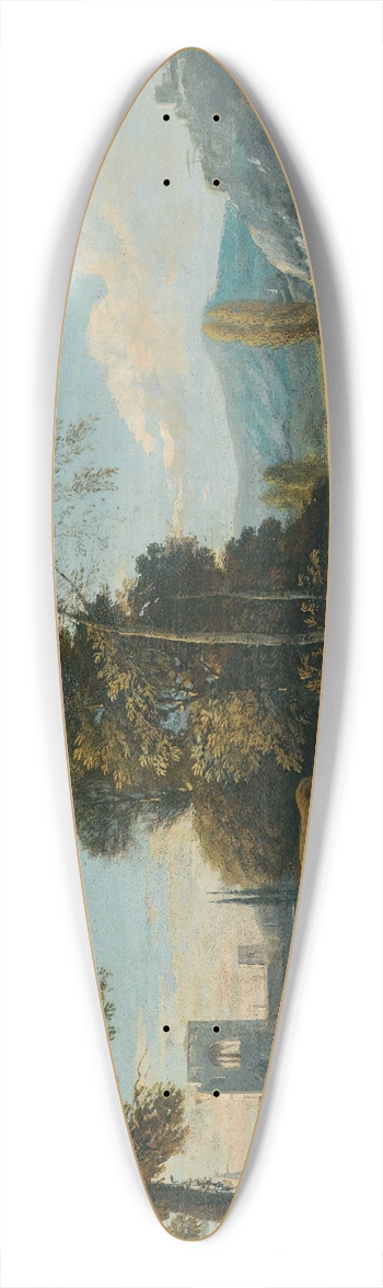 Marco Ricci - A Fluvial Landscape With Figures On A Path, A Town Beyond 39.3 inch art pintail longboard deck