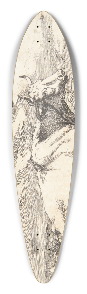 Marcus de Bye - Liggende ko 39.3 inch art pintail longboard deck