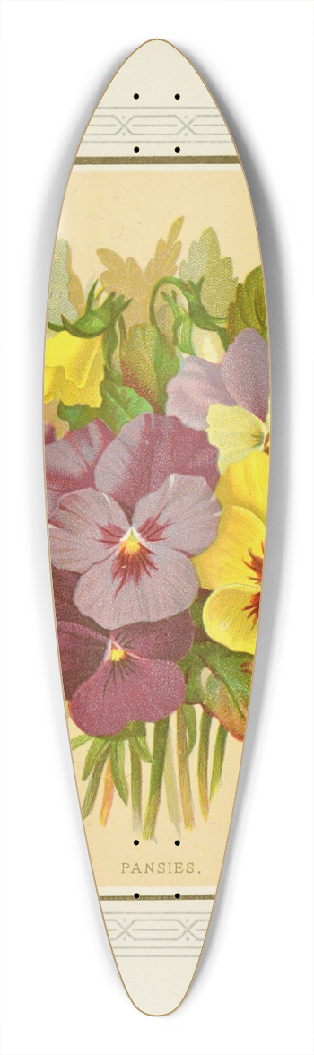 Marcus Ward & Co - Pansies 39.3 inch art pintail longboard deck