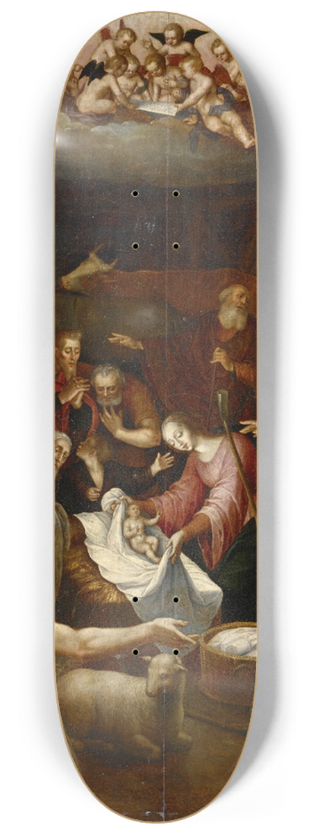 Aegidius Sadeler II - Adoration of the Shepherds 8.25 inch art skate deck