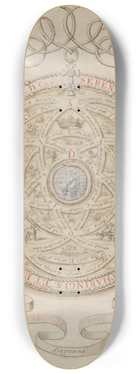 Aegidius Sadeler II - Anagram in Honor of Charles III, Duke of Lorraine and Bar 8.25 inch art skate deck