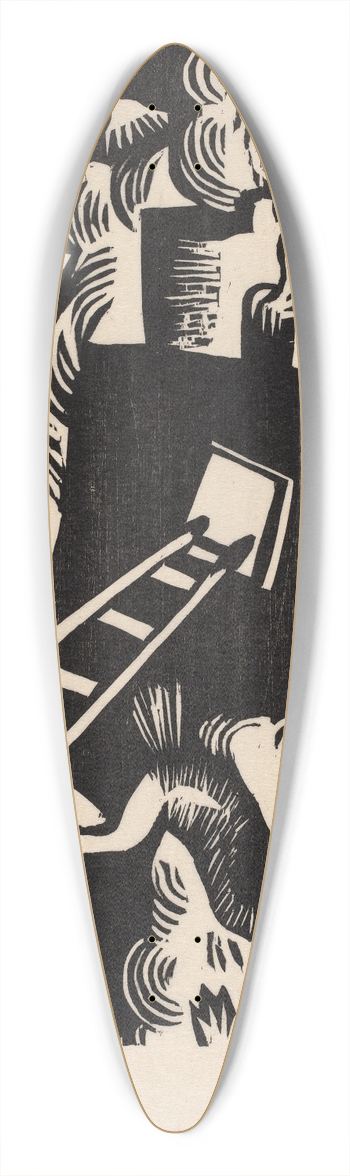 Maria Uhden - Burning House 39.3 inch art pintail longboard deck