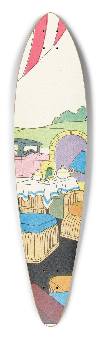 Marie Josephine Carr - The porch made colorful as a garden 39.3 inch art pintail longboard deck