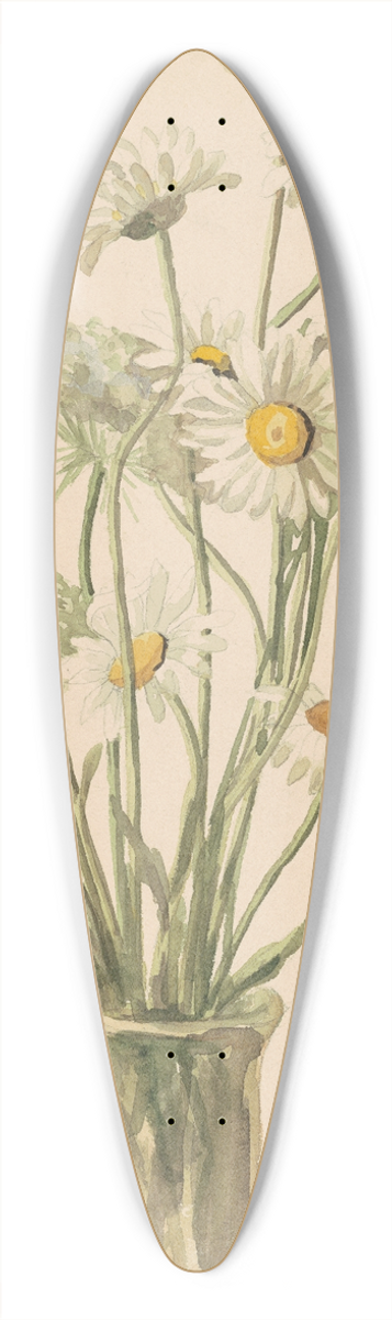 Marietta Minnigerode Andrews - Daisies and Queen Anns Lace 39.3 inch art pintail longboard deck