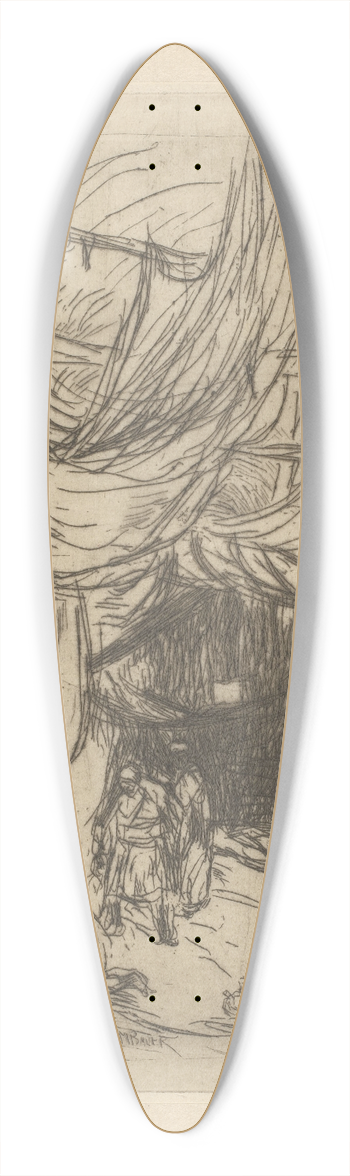 Marius Bauer - Bazaar met drie mannen 39.3 inch art pintail longboard deck