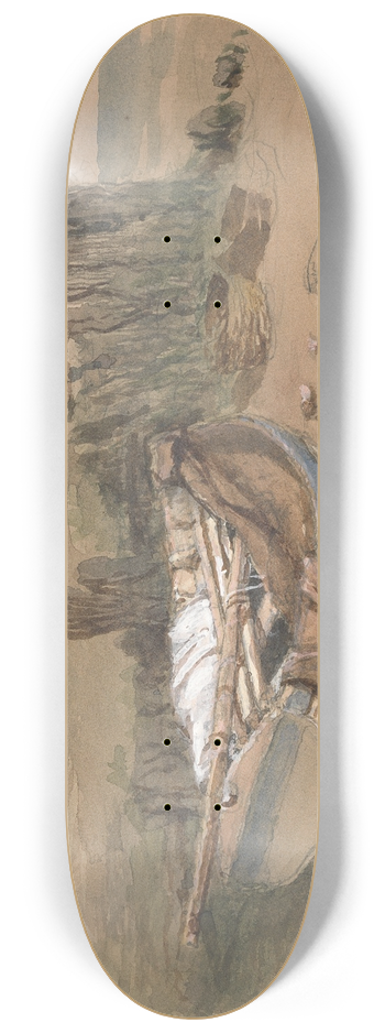 Clarkson Stanfield - Study of a Beached Fishing Boat 8.25 inch art skate deck