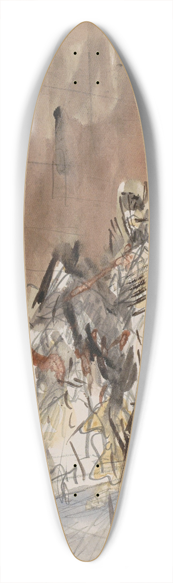 Marius Bauer - Straat met figuren, waaronder een ruiter 39.3 inch art pintail longboard deck
