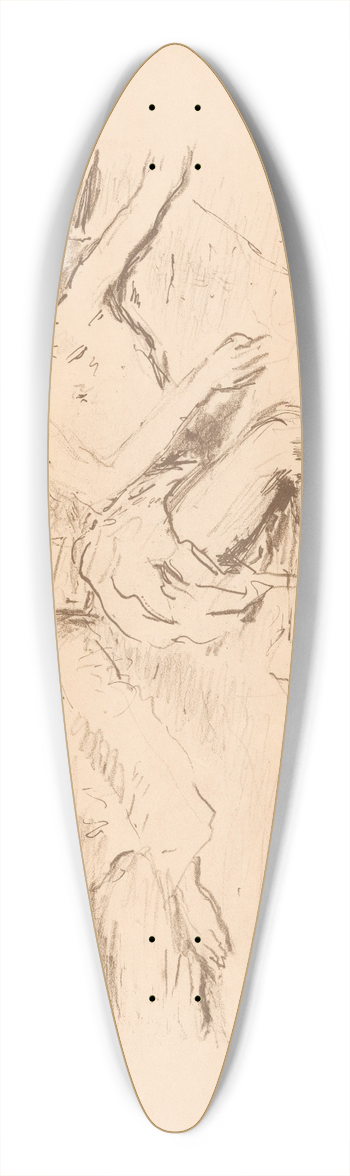 Marius Bauer - Twee opiumschuivers 39.3 inch art pintail longboard deck