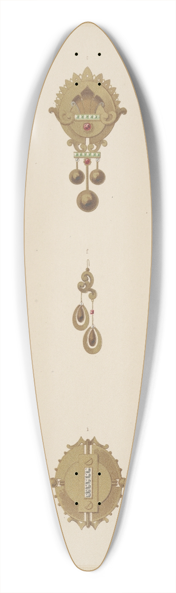 Martin Gerlach - Nine Designs For Jewelry, Including Gold Brooch With Green And Red Stones. 39.3 inch art pintail longboard deck
