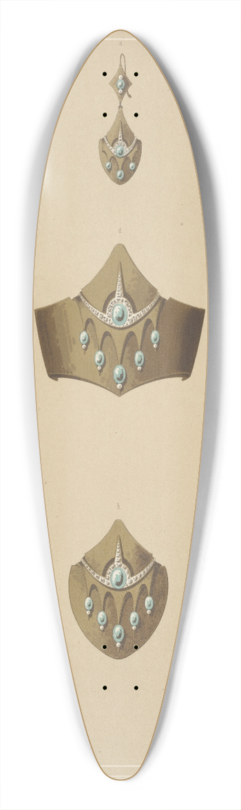 Martin Gerlach - Ten Designs For Jewelry, Including Gold Pointed Bracelet With Green Stones. 39.3 inch art pintail longboard deck